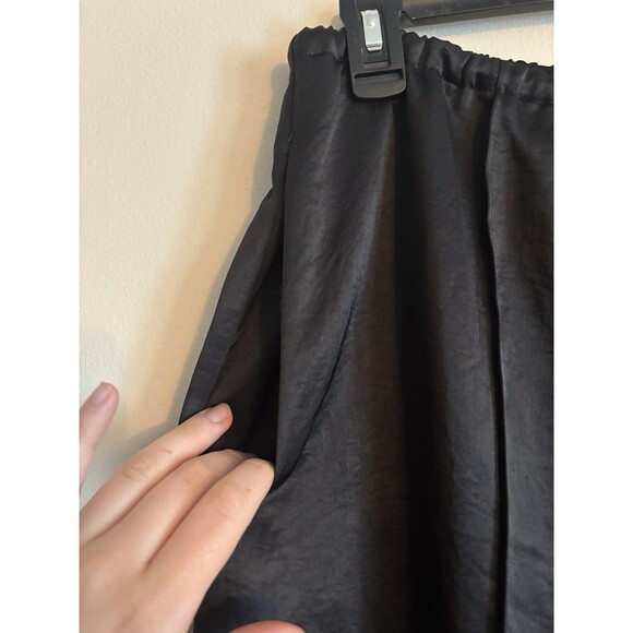 Madewell Pintuck Slim Pull On‎ Pants Black Velvet Womens L Satin Minimalist - Picture 5 of 7